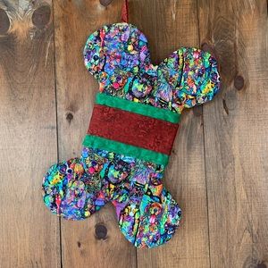 Hand crafted dog bone Christmas stocking multiple breeds represented